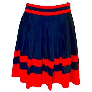 Tommy Hilfiger Preppy Color Block Pleated Skater Skirt in Red and Blue Size 4
